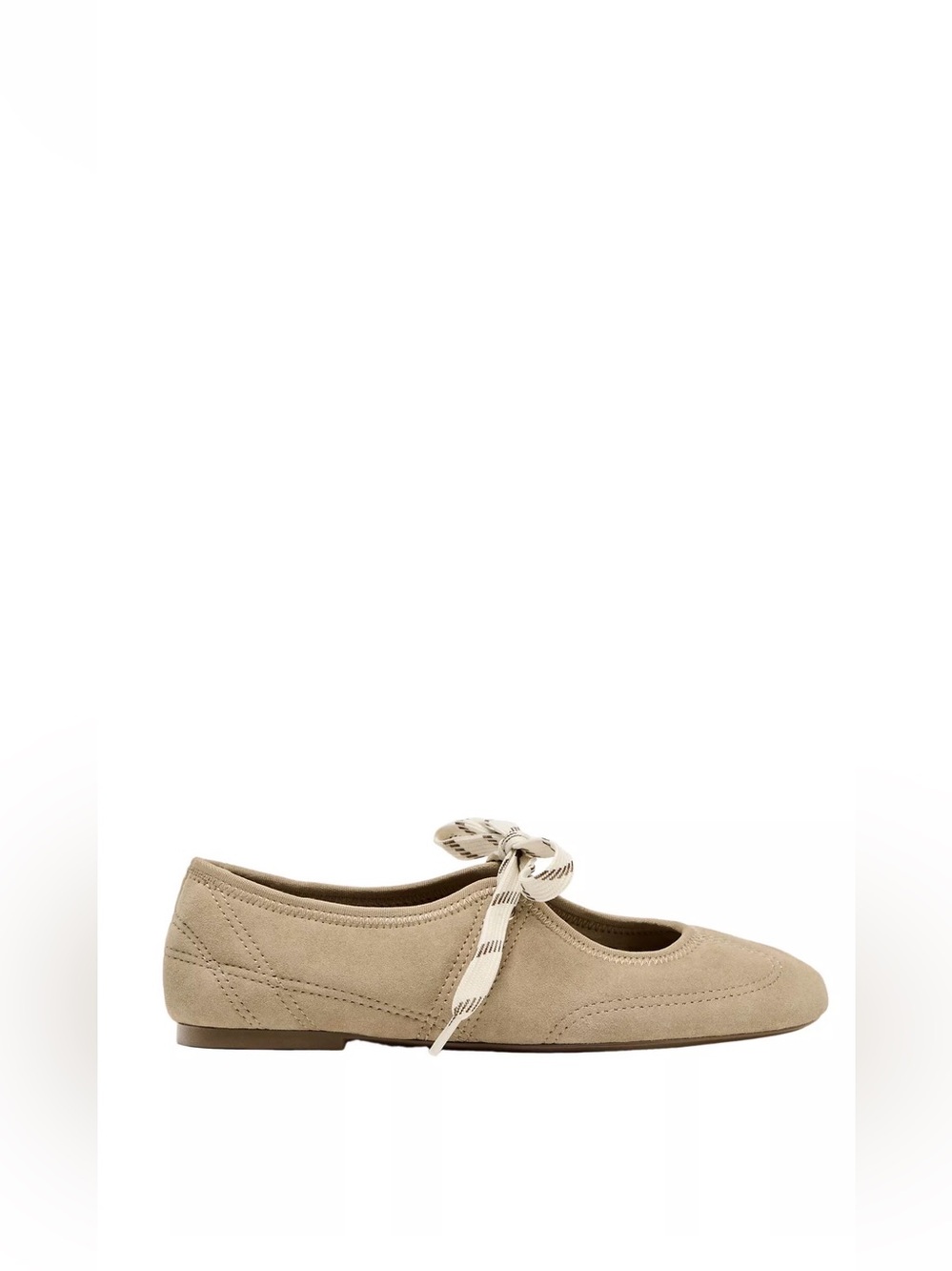 Zara SPLIT LEATHER LACE-UP BALLET FLATS